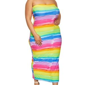 Rainbow tube top dress